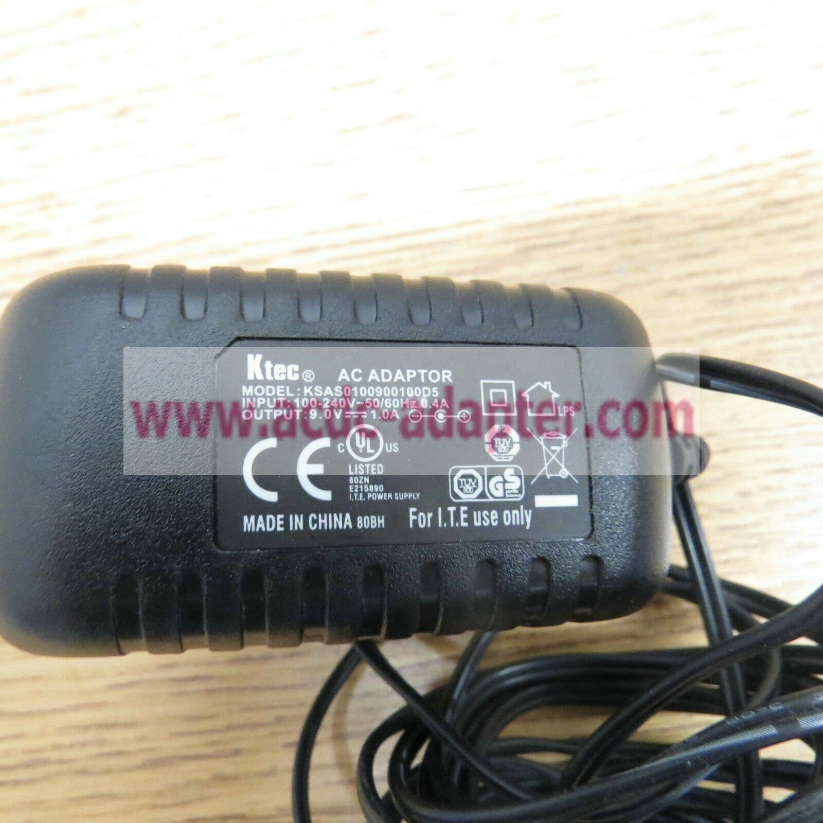 New Ktec KSAS0100900100D5 9.0V 1.0A AC Adapter